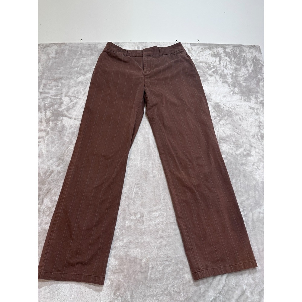 Dockers Trousers Womens Size 10 Medium Brown Pinstripe Metro Pant DuPont Teflon